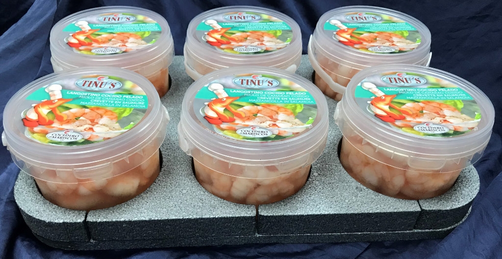 Colas de langostino en agua con sal