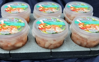 Colas de langostino en agua con sal