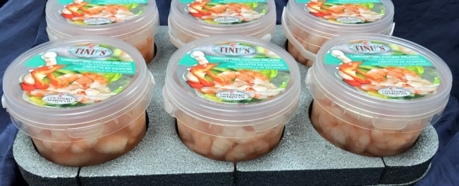 Colas de langostino en agua con sal