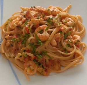 receta tallarines colas de langostino