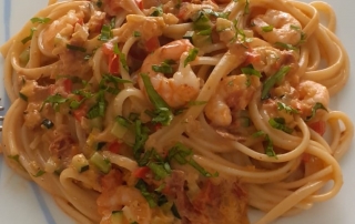 receta tallarines colas de langostino