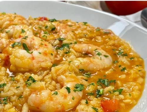 Arroz meloso con langostinos o gambas
