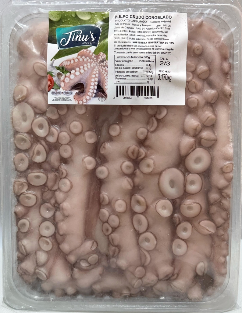 Pulpo crudo congelado de calidad suprema