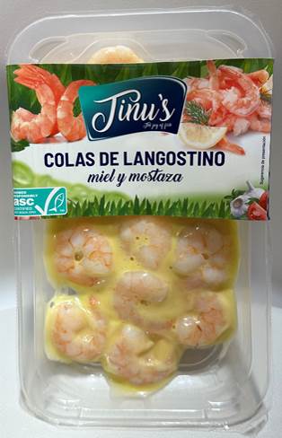 Colas de langostino miel y mostaza